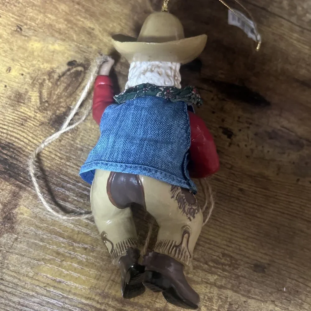 Dept 56 Cowboy Santa Claus Lasso Pastimes Ornament Collectible Rare Christmas